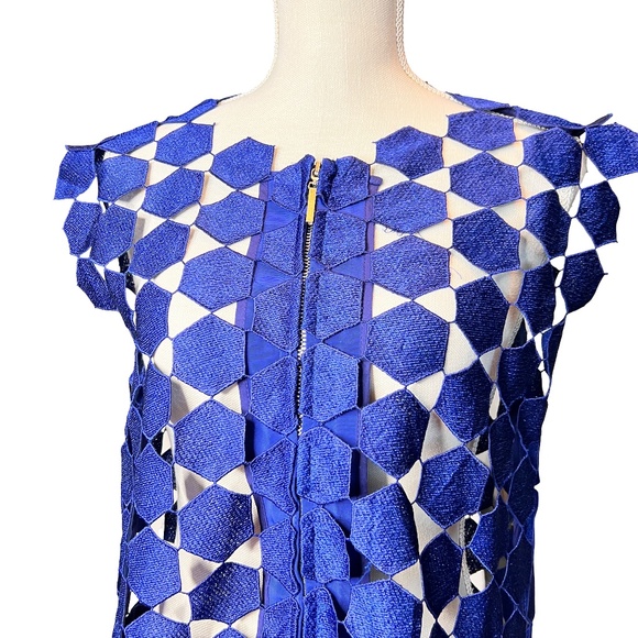 # A094 CQ by CQ Cobalt Blue Laser-Cut Mesh Duster Vintage NEW NO TAG S - Picture 8 of 15